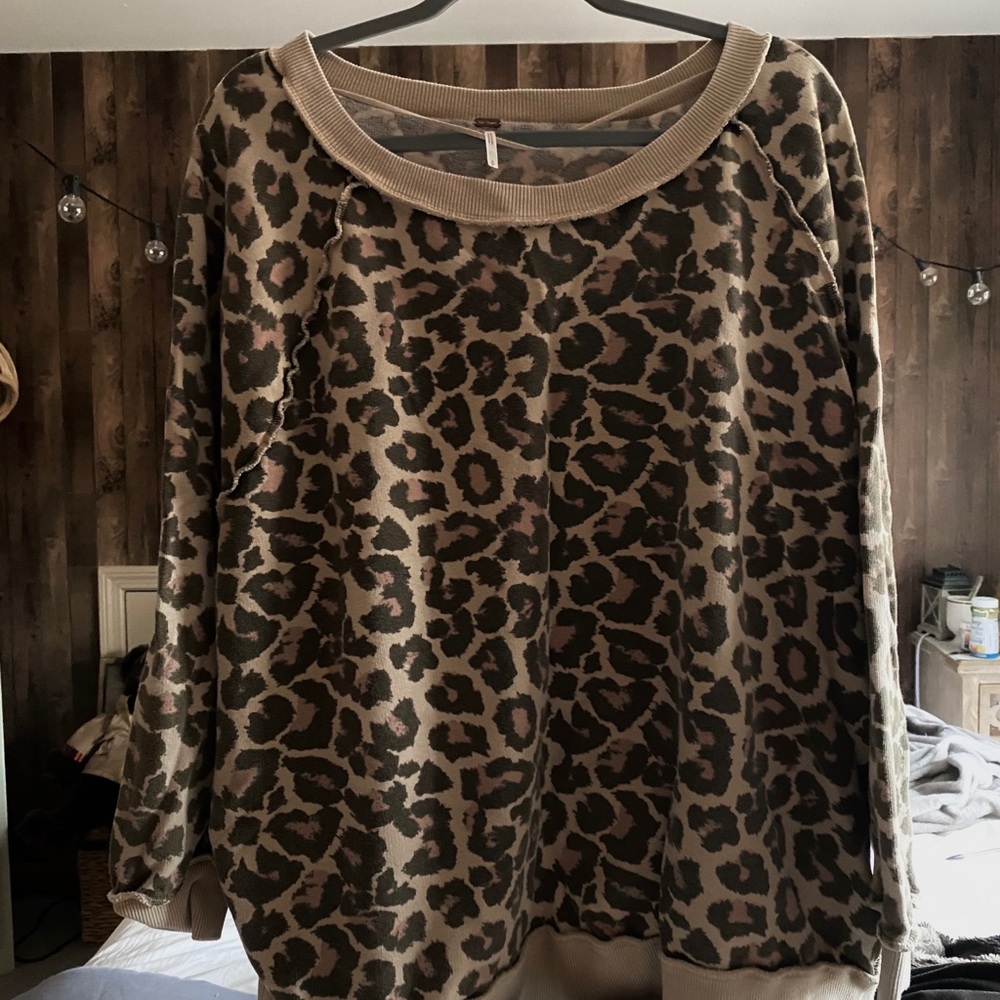 Free People Leopard Print Sweatshirt